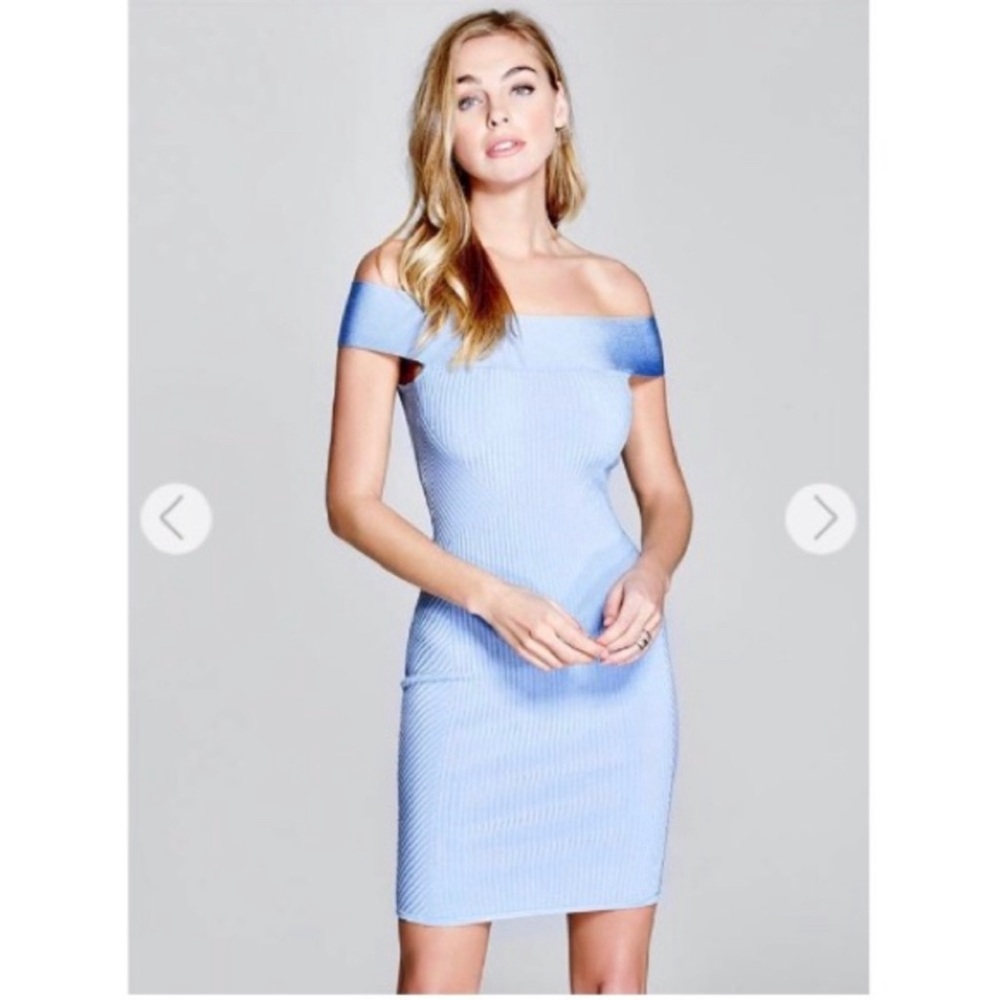 Marciano off the shoulder bodycon dress